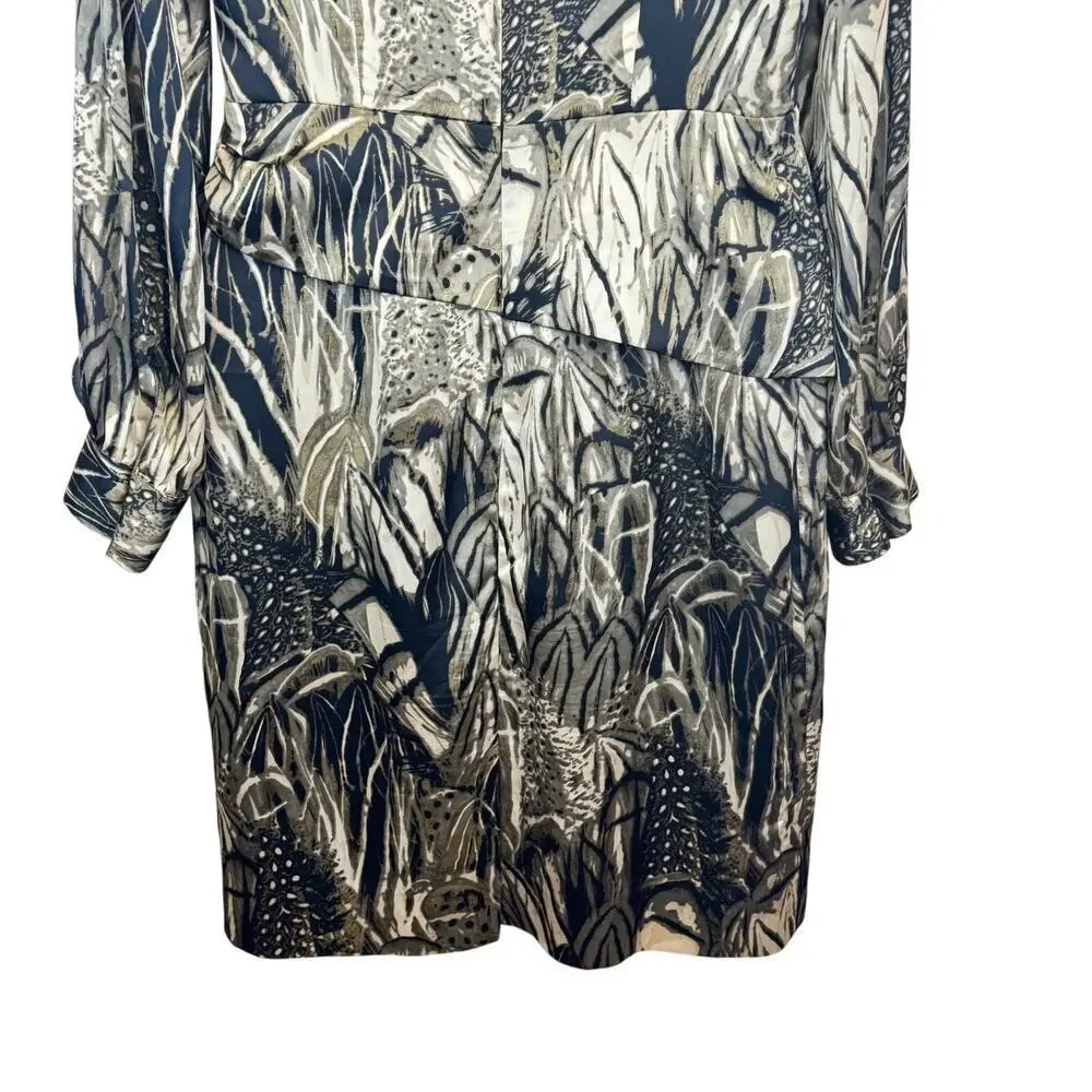 Antonio‎ Melani Jacynda Satin Asymmetrical Peplum Olive Jungle Print Dress SZ 4
